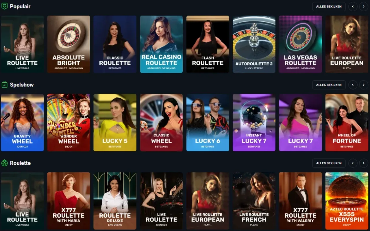 Live casino tafel met echte dealer