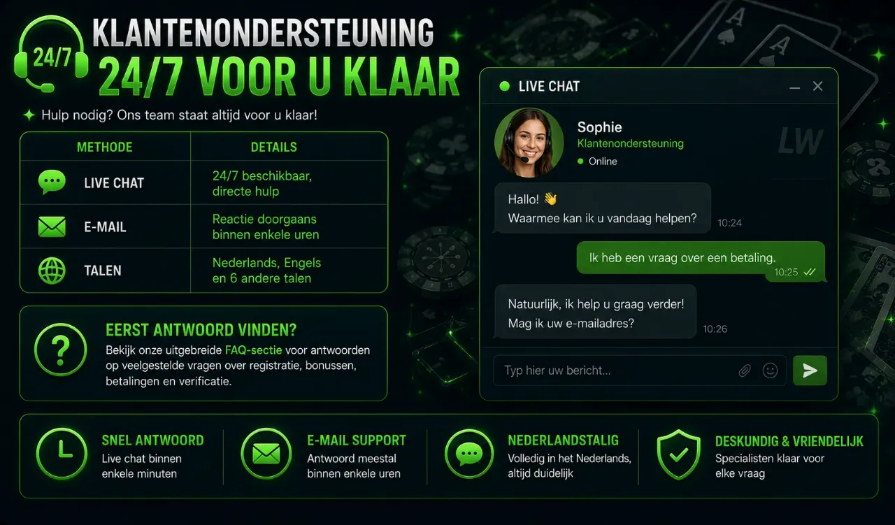 Live chat venster met supportmedewerker