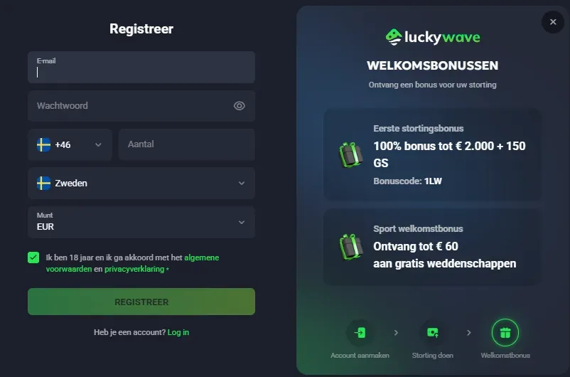Registratieformulier met invoervelden
